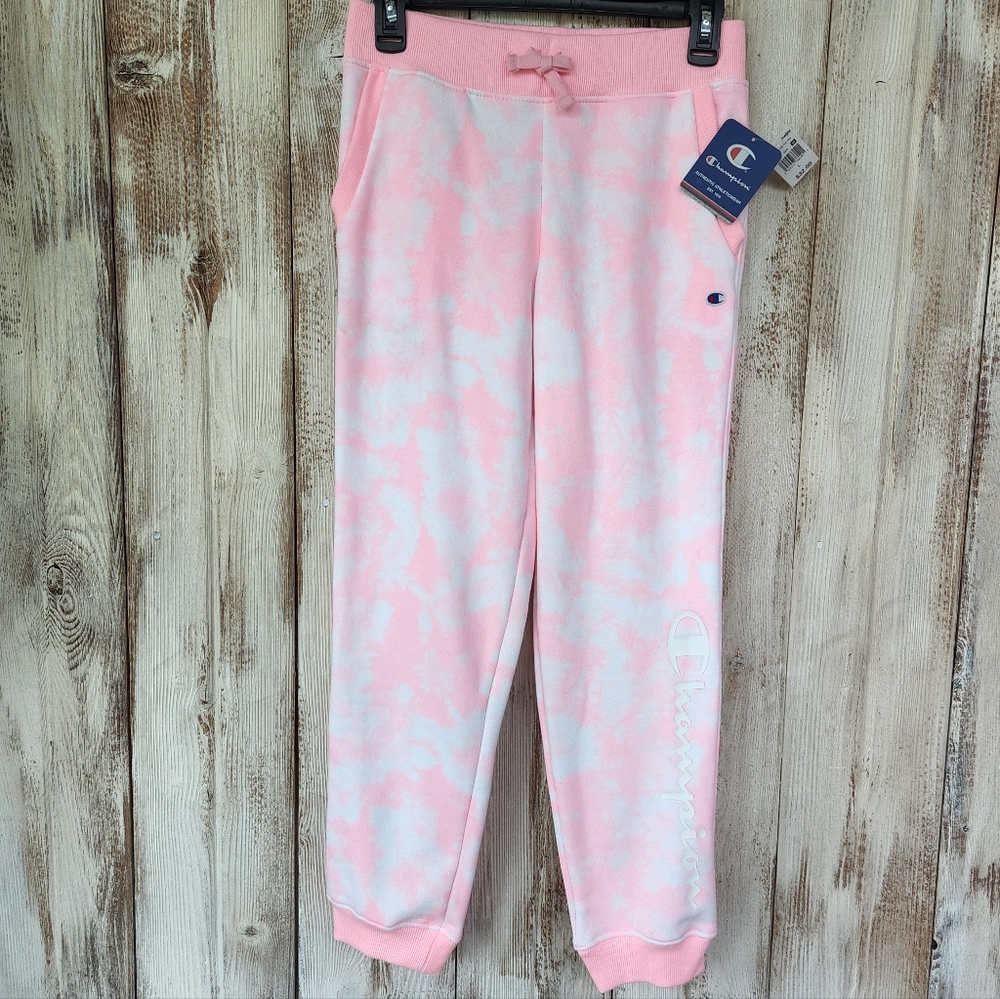 Girls Champion pink and white sweatpants